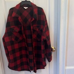 Plaid Red and Black Women's Jacket. A-7